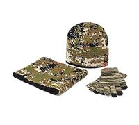 ZEPFJHE Uomini Donne Inverno 3Pcs Camouflage Maglia Cappello Sciarpa Per Touch Screen Guanti Set Spessa Fodera in Peluche Skull Cap Collo Guerra Fazzoletti Da Collo Per Uomo XL, Verde militare, Taglia