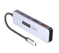 ZEPFJHE USB C Alluminio Dissipazione di Calore 10Gbps Trasferimento Dati 2x Tipo +2x Adattatore Alimentazione Per Computer Tablet Splitter Portatile Alluminio