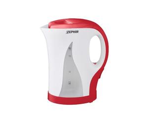 Zephir, Bollitore Elettrico Cordless 1,7L, Potenza Max 2200W, Indicatore Livello Acqua, Spegnimento Automatico a Ebollizione, Indicatore Luminoso, Colore Bianco/Rosso