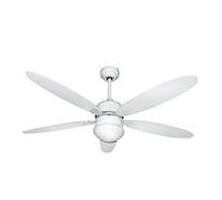 Zephir, Ventilatore da Soffitto, 5 Pale in Legno, Ventilatore con Luce, Diametro 130 cm, Funzionamento con Telecomando, Funzione Reversibilità, Colore Bianco