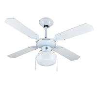 Zephir Ventilatore da soffitto con luce, decorativo 4 pale colore bianco, ZFS9106B