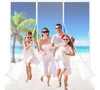 Zephra Zanzariera Porta Finestra, 195x210 cm Zanzariera Magnetica Doppia Apertura Laterale Tenda Zanzariere Magnetiche per Porte Finestre Scorrevole Balcone, Chiusura Automatica Bianco