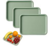 Zephyra Set di 3 Vassoi da Portata in Plastica Rettangolari Antiscivolo - Vassoio Piccolo per Colazione, Cucina, Caffè, Hotel, Riutilizzabile, 24,8 x 17,8 cm -Verde