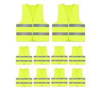 ZephyrCraft 10 Pezzi Giubbotti ad Alta Visibilità, Gilet Sicurezza Riflettente con 2 Strisce Riflettenti per Lavori Stradali, Ciclismo, Corsa e Costruzioni