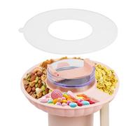 ZephyrCraft Ciotola Portasnack per Stanley Cup 40 oz con Manico, Vassoio in Silicone con 4 Scomparti, Accessorio Riutilizzabile per Caramelle, Popcorn, Frutta e Noci (Rosa)
