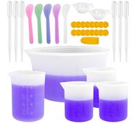 Zephyrcraft Set di 7 Misurini in Silicone 600ml/250ml/100ml/10ml con Agitatore Riutilizzabile, Pipetta e Finger Cuff, per Resina Epossidica, Miscela per Colata e Stampi Casting Silicone