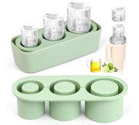 ZephyrCraft Stampo per Ghiaccio in Silicone per Stanley Cup, 3 Stampo per Cubetti di Cilindro Cavo con Coperchio e Contenitore, per Stanley 30-40 oz, per Cocktail, Whisky, Succhi (Verde)