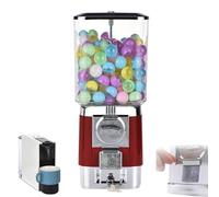 ZephyrGlow Distributore Automatico di Capsule A Gettoni, Mini Dispenser di Caramelle Gumball con 200 Palline, Macchina A Premi for Palline Giocattolo Circolari Leggere,Red