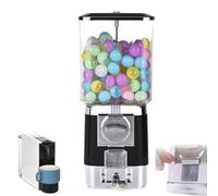 ZephyrGlow Distributore Automatico di Capsule A Gettoni, Mini Dispenser di Caramelle Gumball con 200 Palline, Macchina A Premi for Palline Giocattolo Circolari Leggere,Black