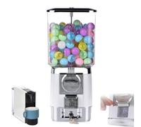 ZephyrGlow Distributore Automatico di Capsule A Gettoni, Mini Dispenser di Caramelle Gumball con 200 Palline, Macchina A Premi for Palline Giocattolo Circolari Leggere,White