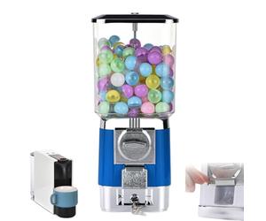ZephyrGlow Distributore Automatico di Capsule A Gettoni, Mini Dispenser di Caramelle Gumball con 200 Palline, Macchina A Premi for Palline Giocattolo Circolari Leggere,Blue