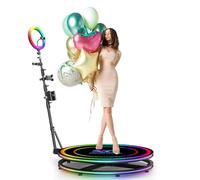 ZephyrGlow Fotobooth Automatico 360° con Doppio Luce (Anello LED + Torcia Regolabile), Controllo Via App iOS/Android, Base Antiscivolo
