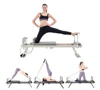 ZephyrGlow Macchina Reformer Pilates Pieghevole, Soluzione Multiuso per Allenamenti a Casa con Resistenza Variabile e Supporto per Esercizi di Bilanciamento,SpringAndLatexDual-PurposeType-Beige