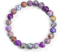 ZephyrHome Bracciale Donna in Pietre Naturali Regolabile ed Elastico con Pietra di Luna e Diaspro Viola Bracciale Chakra con Significato per Yoga, Meditazione, Energia e Armonia Idea Regalo Femminile