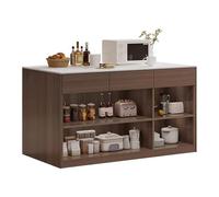 Zephyria Mobile da cucina con cassetti, Isola cucina in legno con ripiani regolabili in pietra e maniglia nascosta, per bancone della cucina, soggiorno, ingresso(Brown,L)