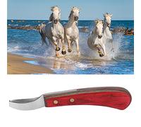ZephyVita Coltello per zoccoli, strumenti per allevamento, coltello per zoccoli per cavalli, coltello per zoccoli in acciaio curvo con manico in legno per cavalli da allevamento
