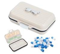 ZEPIQOR 1 Pcs portapillole settimanale, Porta pastiglie da viaggio porta farmaci da viaggio, porta pillole, scatole di pillole da viaggio, piccolo portapillole Per i viaggi e l'uso quotidiano（Bianco）