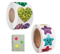 ZEPIQOR 1000pz stelline adesive Adesivi a Forma di stella, Diametro 2,5cm Adesivi a Forma Stella Sorridente Glitterati Confezione in Rotolo Decorazioni Adesivi Ricompensa Bambini Adatti per Insegnanti