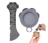 ZEPIQOR 2 Pcs coperchi in silicone, Coperchio e cucchiaio per cibo per gatti, coperchio in silicone senza BPA, per conservare alimenti umidi per animali, topper riutilizzabile per lattine