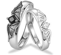 ZEPIQOR 2 Pezzi Anelli in Argento Regolabili per Coppie Anello Regolabile con Nodo d'amore in Argento Anelli di Coppia Angeli e demoni