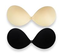 ZEPIQOR 2 Pezzi Reggiseno Invisibile,Senza Spalline Reggiseno, Push Up Copricapezzoli Reggiseno, Riutilizzabile Traspirante per Ragazze Signore, Nastro per Abito Cerimonia Donna Reggiseno Adesivo (A)