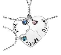 ZEPIQOR 3 Pezzi Amicizia Collane Bff, Bff Collane Amicizia Collana Per Sempre Migliori Amici Per Ragazze Regali Di Compleanno Ciondolo Catena Regali,Collana Amicizia Per 3