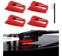 ZEPIQOR 4 Pezzi Puntina per Giradischi, Puntina di Ricambio Giradischi Puntine Diamantate con Spazzola per Pulizia Kit per Victrola ION Crosley Fonografo LP Giradischi in Vinile