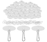 ZEPIQOR 50 Pezzi Ganci a Soffitto Autoadesivi Trasparenti Senza Perforazione con Clip per Pennone, Ganci Decorativi per Camera da Letto e Bagno, Materiale PVC, Montaggio a Soffitto, 1 Unità