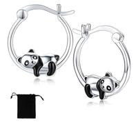 ZEPIQOR Orecchini a Cerchio Panda per Bambine Ragazza, Piccoli Orecchino CerchiI Ipoallergenici, Orecchini a forma di panda, Regalo Orecchini da donna