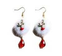 ZEPIQOR Orecchini di Natale, Girls Cute Ciondola Novità Babbo Natale Renna Pom Pendente Hoop Regali di Natale per le donne