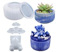 Zepitniy 1 Set Stampi in Silicone Resina Stampo in Resina da Colata DIY Stampi Silicone a Righe Moldes Epossidica Candela con Coperchio Bottiglie per Realizzare Vasi di Fiori Portapenn