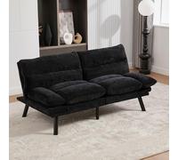 Zepneiy Divano 2 Posti dal Design Moderno in Ciniglia con Schienale e Braccioli Regolabili. Questo Divano 2 Posti, Dotato di Piedi in Metallo, Si Adatta Sia al Salone che all'Ufficio. Nero