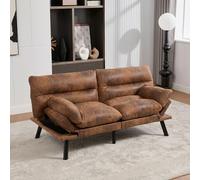 Zepneiy Divano a 2 posti dal design moderno, traspirante e confortevole, con schienale e braccioli regolabili, divano doppio con gambe in metallo, adatto per soggiorno e ufficio, colore caffè