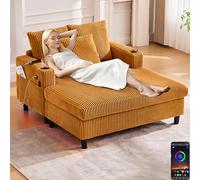 Zepneiy Divano chaise longue con funzione sleep, mobili imbottiti poltrona lounge con USB e LED, mobili da soggiorno con porta bevande laterali, divano letto per soggiorno, camera da letto, villa
