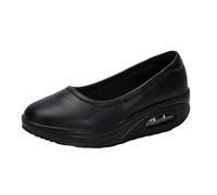 Zeppa per Donna Comode, Scarpe da Infermiera Slip-on Comode in Pelle Antiscivolo con Fondo Morbido Taglie Forti, Scarpe con Zeppa Mocassini Ortopedici Traspiranti E Antiscivolo(Black,40 EU)