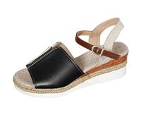 Zeppe Donna Estiva Sandali Estive Eleganti Sandali da spiaggia casual con fondo piatto e di pesce da donna in Europa e negli Stati Uniti con grandi Scarpe Eleganti Comode Sandalo (Black 37)