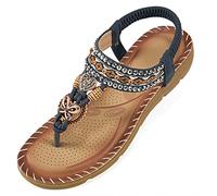 Zeppe Scarpe per le Donne Sandali con Supporto Arco Comodo Cuscino FootBed Sandali ortopedici Donne Infradito Dressy Estate Walking Zeppa Scarpe, Blu, 38 EU