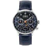 Zeppelin LZ 129 Hindenburg Fase Lunare Quadrante Blu Al Quarzo Orologio da Donna