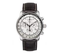 Zeppelin 7680-1 Orologio Da Polso Cronografo Con Quadrante Argento 100 Anni
