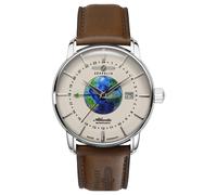 Zeppelin Orologio da uomo serie Atlantic automatico con GMT e cinturino in pelle marrone 8468-5, cinghia