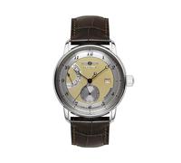 Zeppelin 8590-5 Friedrichshafen Automatic Men's Watch - Silver Case, Gold Dial, Brown Leather Strap