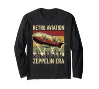 Zeppelin Era Retro Aviazione Art Deco City Skyline Maglia a Manica