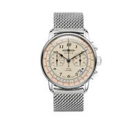 Zeppelin LZ126 Los Angeles Chronograph 7614M-5 Men's Watch - Beige Dial, Stainless Steel Mesh Bracelet