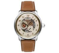 Zeppelin Orologio automatico da uomo 8658-5 - Made in Germany, argento, cinturino in pelle marrone