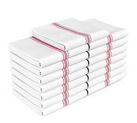 Zeppoli Set di strofinacci da cucina, 36 x 64 cm, in 100% cotone naturale, per catering, morbidi e assorbenti, riutilizzabili, per la pulizia (a righe bianche e rosse)