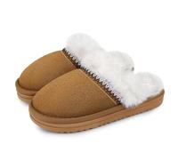 ZEPYFXIT Pantofole Donna Uomo Invernali Scamosciate Ciabatte Casa Caldo Pelose Comode Peluche Memoria Schiuma Slippers Antiscivolo Interno Esterno(Marrone 209,37/38 EU)