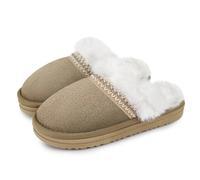ZEPYFXIT Pantofole Donna Uomo Invernali Scamosciate Ciabatte Casa Caldo Pelose Comode Peluche Memoria Schiuma Slippers Antiscivolo Interno Esterno(Cachi 209,35/36 EU)
