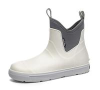 ZEPYFXIT Stivali da Pioggia Uomo in Gomma Impermeabile Stivaletti Chelsea con Elastici Comodi Stivali da Lavoro Impermeabili per Giardinaggio Pesca e Trekking (Bianco 25257, 42 EU)