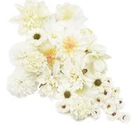 Zequech 35 fiori di plastica per artigianato, mini fiori decorativi in bianco - serie, fiori per bouquet da sposa, lavagna da parete, festa di matrimonio, festa, casa, giardino, fai da te, decorazione