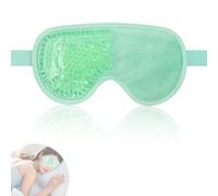 Zequech Green Cooling & Hot Therapy Eye Mask - Maschera riutilizzabile con perline in gel per occhi gonfi, occhiaie, mal di testa, occhi secchi e gonfi, copertura lenitiva per gli occhi